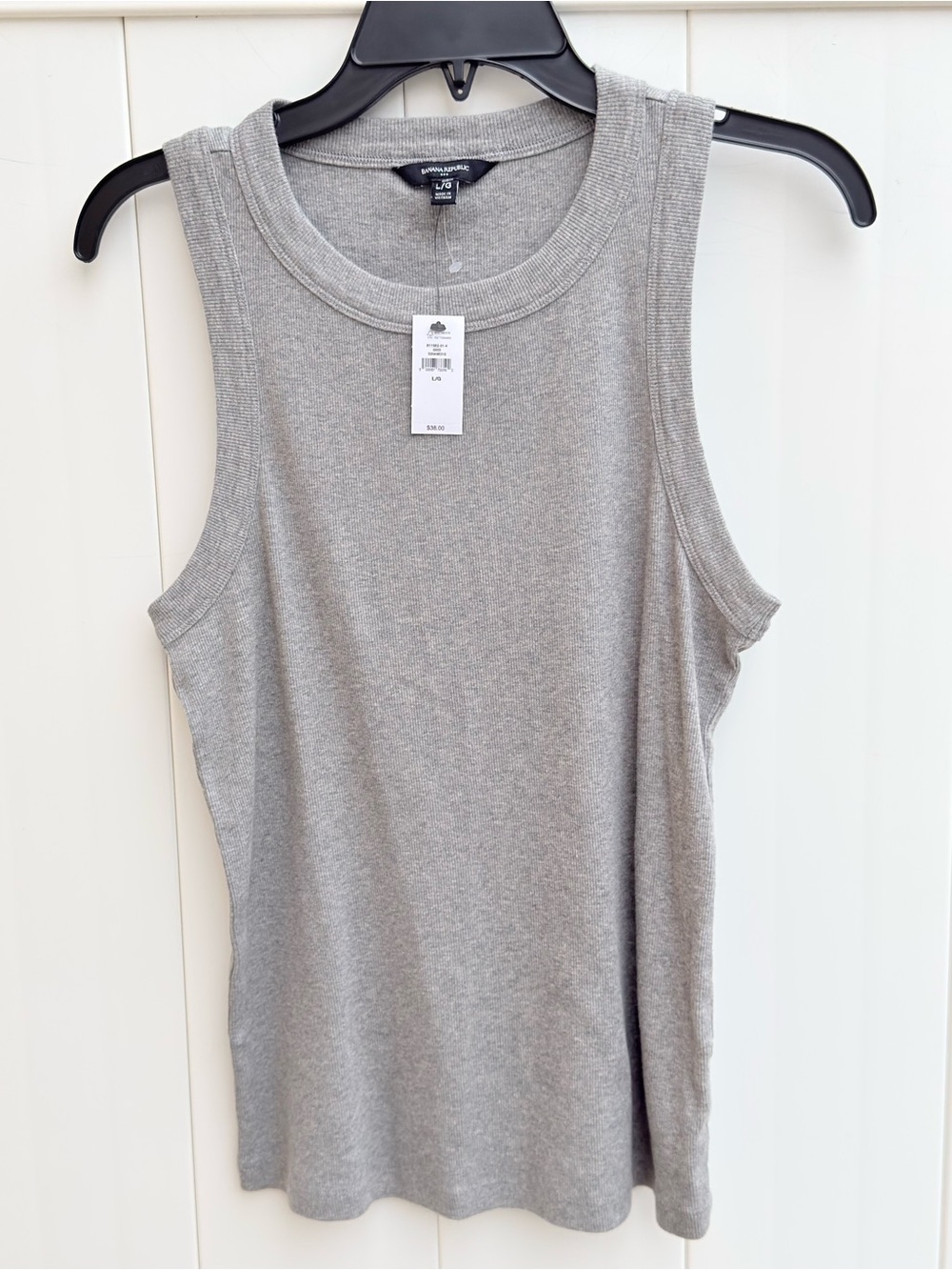 NWT Banana Republic Women's Gray Ribbed Racerback Tank Top Large